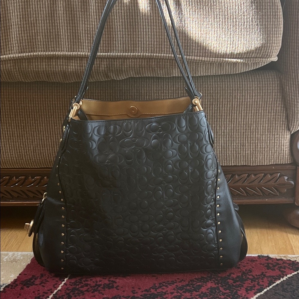Coach Black Embossed Shoulder Bag